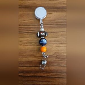 Denver Broncos Beaded Badge Reel
